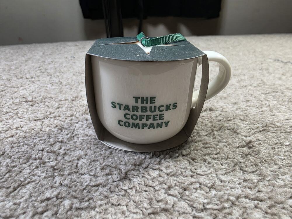 Starbucks Coffee Company Ceramic Mug Ornament White Green New